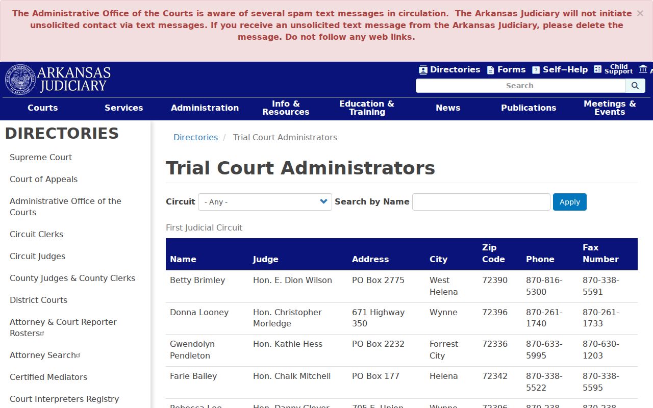 Madison County court calendar trial court administrator directory
