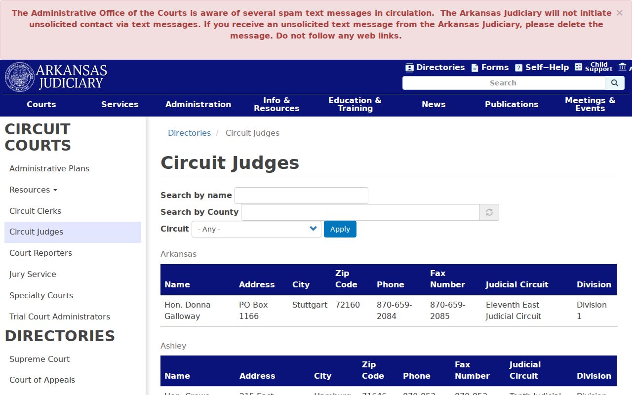 Madison County court calendar Fourth Circuit judge directory