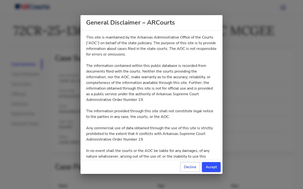 Madison County criminal docket Case Summary fields
