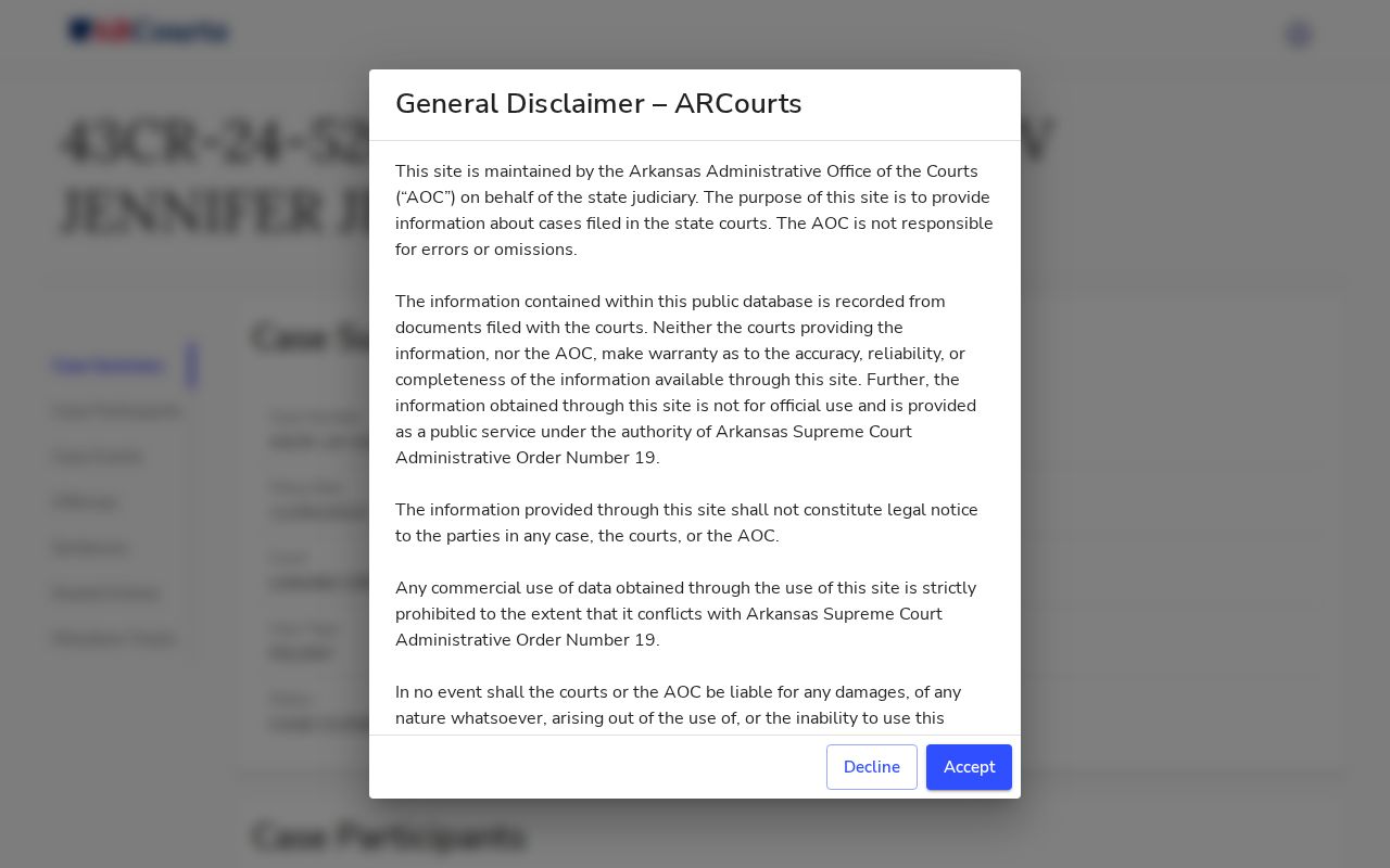 Madison County criminal docket disposition and sentence fields