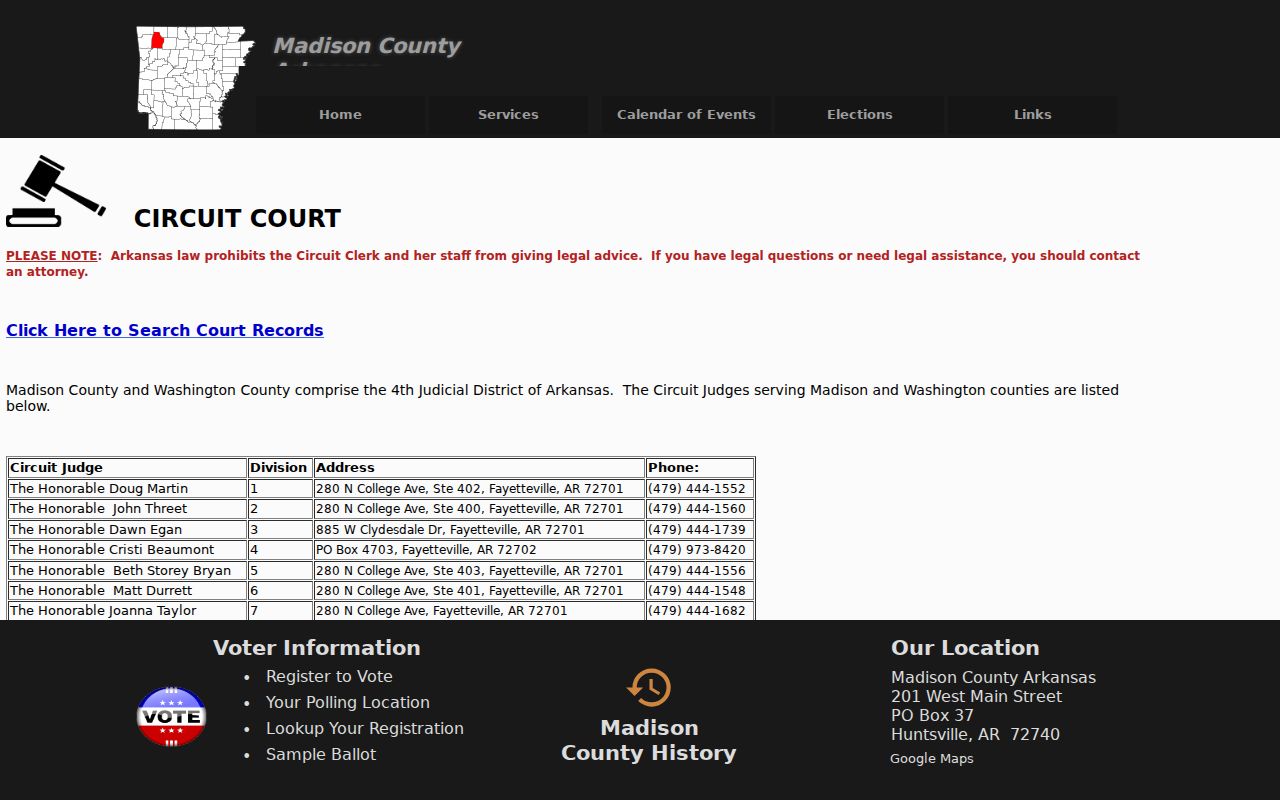 Madison County court docket Circuit Court county page