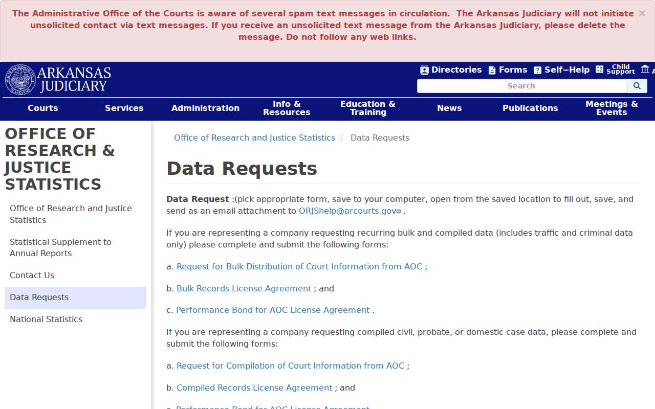 Madison County court records AOC data request options